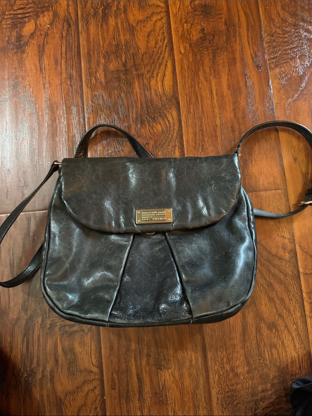 Marc By Marc Jacobs Black Leather Pleated Flap Crossbody